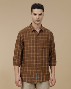 Linen Club Men Slim Fit Checkered Spread
