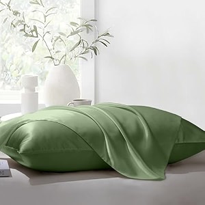 the linen company king pillow pair natural soft silk pillow cases set of 2 pcs suitable for hotel and living room 2034 x 3634 avocado green