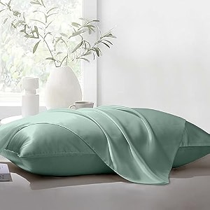 the linen company bamboo bedsheet 100 organic natural 300 tc cooling extra soft - easy fit luxury bed sheets standard 17 x 27 pillowcases aqua