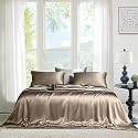 THE LINEN COMPANY 100% Bamboo 300 TC Double Fitted Bedsheet with 2 Pillow Covers Suitable for Hotel and Living Room (60" x 78" + 14", Taupe)