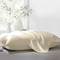 THE LINEN COMPANY 100% Bamboo 300 TC Standard Size 2 Pillow Covers Set Suitable for Hotel and Living Room (17" x 27", Ivory)