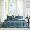 THE LINEN COMPANY 100% Bamboo 300 TC Super King Bedsheet with 2 Pillow Covers Suitable for Hotel and Living Room (108" x 120", Bahamas Blue)