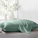 THE LINEN COMPANY Bamboo Bedsheet 100% Organic, Natural, 300 TC Cooling Extra Soft - Easy Fit Luxury Bed Sheets (Standard 17 X 27 Pillowcases, Aqua)