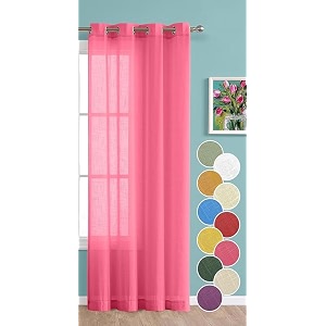 the linen company window cotton sheer grommet curtains 4 feet decorative textured linen solid transparent curtain pack of 1 pink l -122 cm w- 137 cm