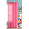 THE LINEN COMPANY Sheer Door Curtain 7.5 Feet Linen Textured Transparent Drapes with Stainless Steel Rings, 1 Piece, Pink