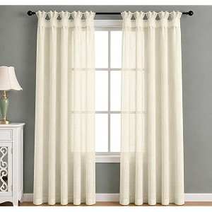 the linen company cotton linen sheer door curtain with twist tab decorative light filtering curtain for home bedroom amp balcony 2 piece natural 7 ft x 45 ft