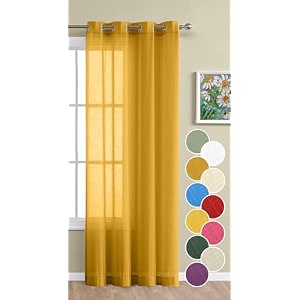 the linen company 8 feet door sheer cotton grommet curtain panels taxture linen decorative for bedroom living room mustard curtains 1 piece l- 244 cm w- 137 cm