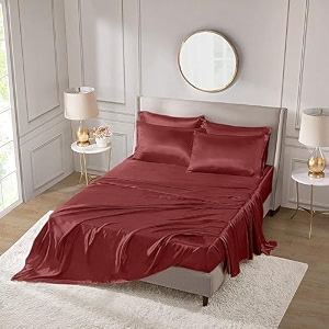 the linen company bamboo double fitted bedsheet with 2 pillow cover 300 tc cotton sheets suitable for hotel and living room amp bedsroom 6034 x 7834 1434 maroon