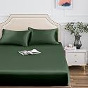 THE LINEN COMPANY Bamboo Double Fitted Bedsheet with 2 Pillow Cover, 300 TC Cotton Sheets Suitable for Hotel and Living Room &amp; Bedsroom (60" X 78"+ 14", Green)