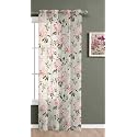 THE LINEN COMPANY Cotton Linen Long Door Curtains 9 Feet - Solid Sheer Sun Light Filtering Curtain with Eyelet for Living Room, Bedroom, Office Decoration (Floral Heaven Green, 9 FT X 4.5 FT)