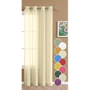 the linen company cotton linen solid sheer curtain set with eyelet rings non blackout door curtain 1 piece butter cream 45ft x 75ft grommet curtains