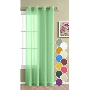 the linen company cotton linen solid sheer curtain set with eyelet rings non blackout window curtain 1 piece ocean green 45ft x 6ft grommet curtains
