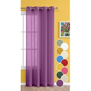 the linen company cotton linen solid sheer curtain set with eyelet rings non blackout long door curtain 1 piece plum 45ft x 9ft