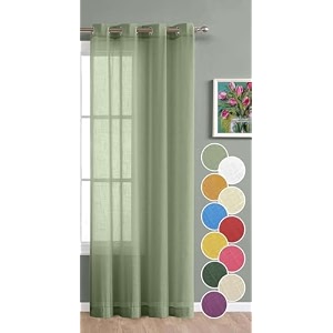the linen company cotton linen sheer window curtain with twist tab light filtering linen textured curtain for living room bedroom amp office 2 piece avocado green 4 ft x 45 ft