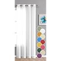 THE LINEN COMPANY Cotton Linen Solid Sheer Curtain Set with Eyelet Rings Non Blackout Door Curtain 1 Piece White 4.5ft x 7.5ft, Grommet Curtains