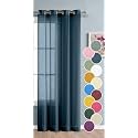 THE LINEN COMPANY Cotton Linen Solid Sheer Curtain Set with Grommet Curtains Rings Non Blackout Long Door Curtain - 1 Piece - Navy Blue - 4.5Ft x 9Ft