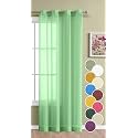 THE LINEN COMPANY Cotton Linen Solid Sheer Curtain Set with Eyelet Rings Non Blackout Window Curtain 1 Piece Ocean Green 4.5ft x 6ft, Grommet Curtains