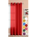 THE LINEN COMPANY Cotton Linen Solid Sheer Curtain Set with Grommet Curtains Rings Long Door Curtain - 1 Piece - Chilli Red - (4.5Ft x 9Ft)