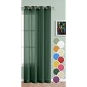 THE LINEN COMPANY Cotton Linen Solid Sheer Curtain Set with Eyelet Rings Non Blackout Window Curtain 1 Piece Sea Green 4.5ft x 4ft, Grommet Curtains