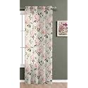THE LINEN COMPANY Sheer Curtains 8 Feet Door Textured Linen Decorative Panels Pack of 1 Curtains, Floral Heaven Green (LXW - 244 X137 CM)