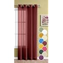 THE LINEN COMPANY Cotton Linen Solid Sheer Curtain Set with Grommet Curtains Rings Non Blackout Long Door Curtain - 1 Piece - Maroon - 4.5Ft x 9Ft