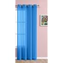 THE LINEN COMPANY Cotton Linen Solid Sheer Curtain Set with Grommet Curtains Rings Non Blackout Door Curtain - 1 Piece - Carolina Blue - 4.5Ft x 7Ft