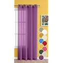 THE LINEN COMPANY Cotton Linen Solid Sheer Curtain Set with Eyelet Rings Non Blackout Long Door Curtain, 1 Piece, Plum, 4.5ft x 9ft