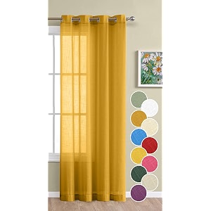 the linen company cotton sheer curtains 4 feet for home decor hangs elegantly with eyelets - mustard 1 piece