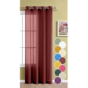 the linen company cotton sheer curtains 8 feet for home decor hangs elegantly with eyelets - maroon 1 piece long door curtains