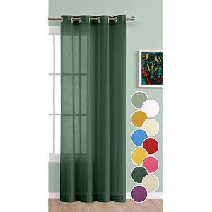 the linen company cotton sheer curtains 8 feet for home decor hangs elegantly with eyelets - sea green 1 piece