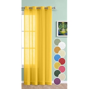 the linen company cotton sheer window curtains 6 feet single pcs solid living room office bedroom decorative curtain 1-piece lemon