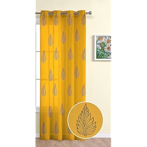 the linen company cotton linen solid sheer curtain set with eyelet rings non blackout window curtain 1 piece blue leaf on mustard 45ft x 6ft grommet curtains