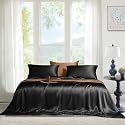 THE LINEN COMPANY Double Bamboo Bedsheet with 2 Pillow Cover, 300 TC Cotton Sheets Suitable for Hotel and Living Room &amp; Bedsroom (90" X 100", Black)