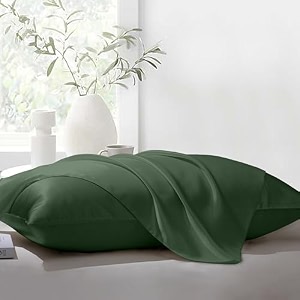 the linen company king pillow pair natural soft silk pillow cases set of 2 pcs suitable for hotel and living room 2034 x 3634 green