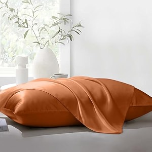 the linen company king pillow pair natural soft silk pillow cases set of 2 pcs suitable for hotel and living room 2034 x 3634 burnt orange