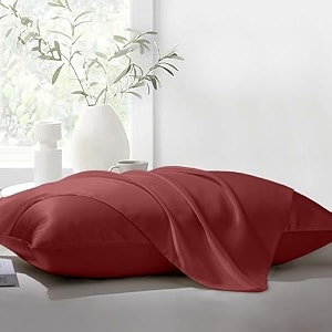 the linen company king pillow pair natural soft silk pillow cases set of 2 pcs suitable for hotel and living room 2034 x 3634 maroon