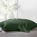 THE LINEN COMPANY King Pillow Pair Natural Soft Silk Pillow Cases Set of 2 Pcs Suitable for Hotel and Living Room (20" X 36", Green)