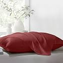 THE LINEN COMPANY King Pillow Pair Natural Soft Silk Pillow Cases Set of 2 Pcs Suitable for Hotel and Living Room (20" X 36", Maroon)
