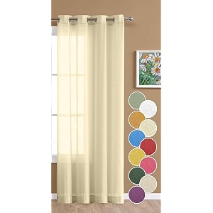 the linen company linen textured cotton sheer curtain for long door - transparent light filtering drapes for home dcor hang with eyelet - butter cream 9 feet x 45 feet