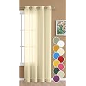 THE LINEN COMPANY Linen Textured Cotton Sheer Curtain for Door - Transparent Light Filtering Drapes for Home Decor, Hang with Eyelet - (Butter Cream, 6.5 Feet x 4.5 Feet)