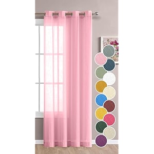 the linen company long door cotton sheer grommet curtains 10 feet decorative textured linen solid transparent curtain pack of 1 baby pink l -304 cm w- 137 cm