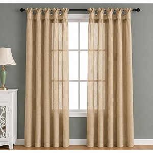 the linen company cotton linen sheer long door curtain with twist tab premium linen textured light filtering curtain for home bedroom amp balcony 2 piece beige 10 ft x 45 ft