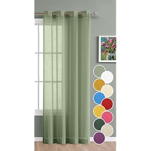 the linen company long door cotton sheer grommet curtains 9 feet decorative textured linen solid transparent curtain pack of 1 avocado green l -274 cm w- 137 cm