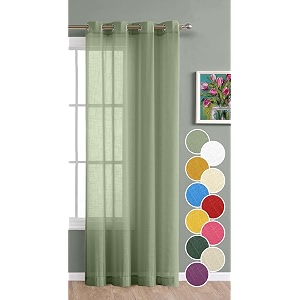the linen company long door cotton sheer grommet curtains 10 feet decorative textured linen solid transparent curtain pack of 1 avocado green l -304 cm w- 137 cm