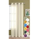 THE LINEN COMPANY Cotton Linen Solid Sheer Curtain Set with Eyelet Rings Long Door Curtain 1 Piece Natural 4.5ft x 9ft, Grommet Curtains