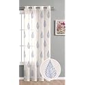 THE LINEN COMPANY Long Door Cotton Sheer Grommet Curtains 10 Feet Decorative Textured Linen Solid Transparent Curtain Pack of 1, Blue Leaf (L -304 Cm, W- 137 Cm)