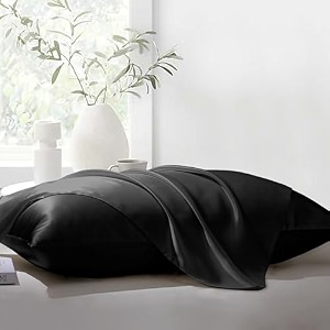 the linen company queen pillow pair natural soft silk pillow cases set of 2 pcs suitable for hotel and living room 1734 x 2734 black
