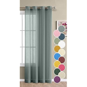 the linen company sheer grommet solid curtains 5 feet window cotton drapes pack of 1 for living room decoration light grey 1 piece