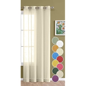 the linen company sheer grommet curtains 5 feet window textured linen decorative panels pack of 1 curtains natural l- 152 cm w- 137 cm
