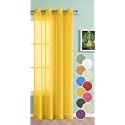 THE LINEN COMPANY Sheer Door Curtain 7.5 Feet Linen Textured Transparent Drapes with Stainless Steel Rings, 1 Piece, Lemon